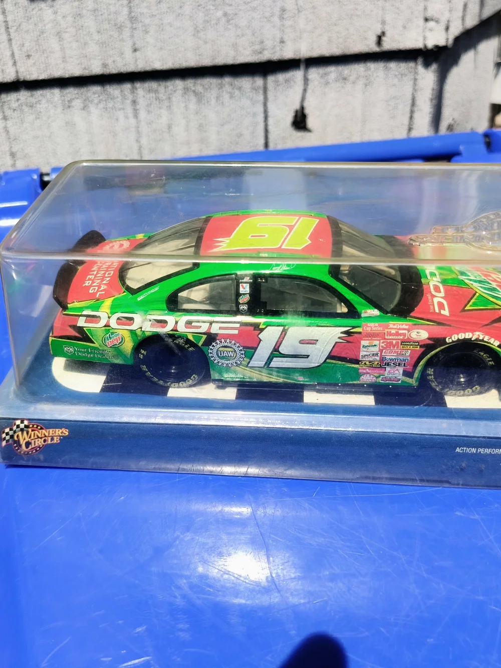 Die-Cast Mountain Dew 19 Dodge Nascar Toy Car - Green 1/24 Scale Dated 2002